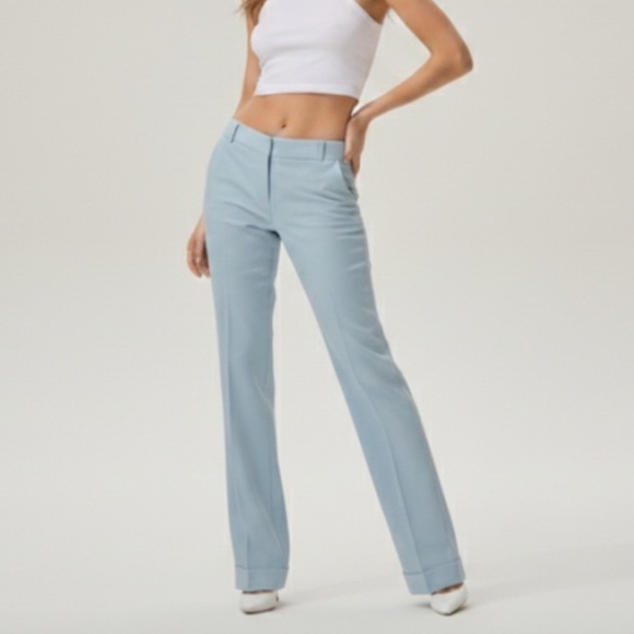 J. Crew Pants - J. Crew Vintage Y2K Low Rise Wide-Leg Cuffed Pant Icy Pale Blue Size 8